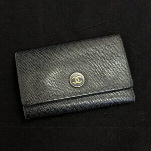 Chanel Black Leather CC Flap Key Holder